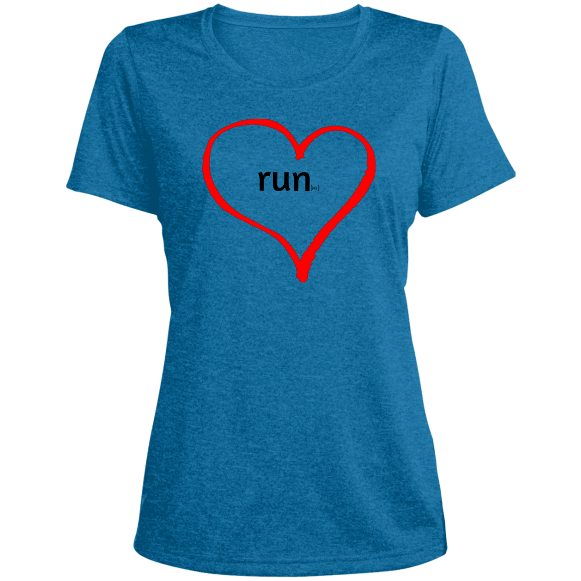 Run Heart - Ladies' Heather Scoop Neck Performance Tee