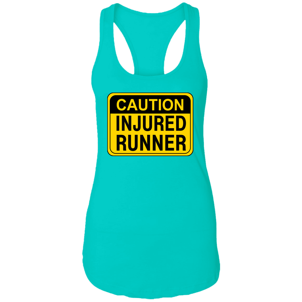 CAUTION INJURED RUNNER Ladies Ideal Racerback Tank