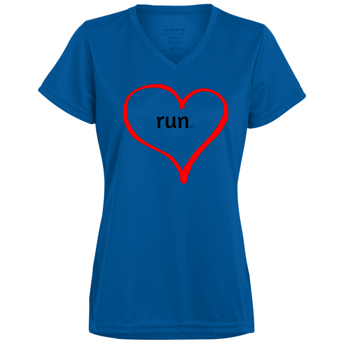 Run Heart -  Ladies’ Moisture-Wicking V-Neck Tee