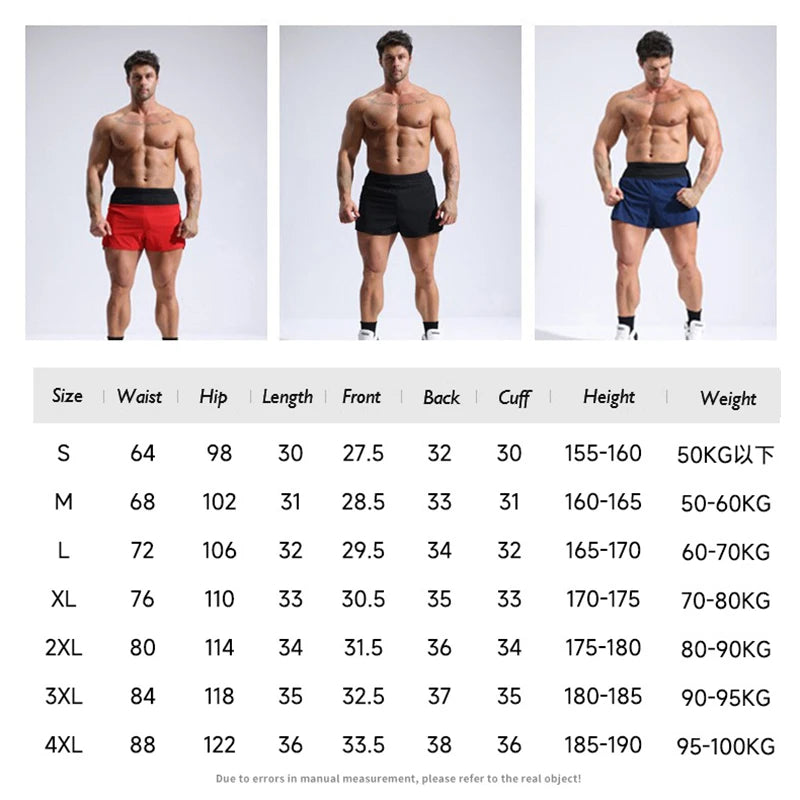 (S-4XL)Men Women Teens Double Layer Quick Dry Marathon Running Sport Shorts with Zipper Pocket Trackless Fitness Training Shorts