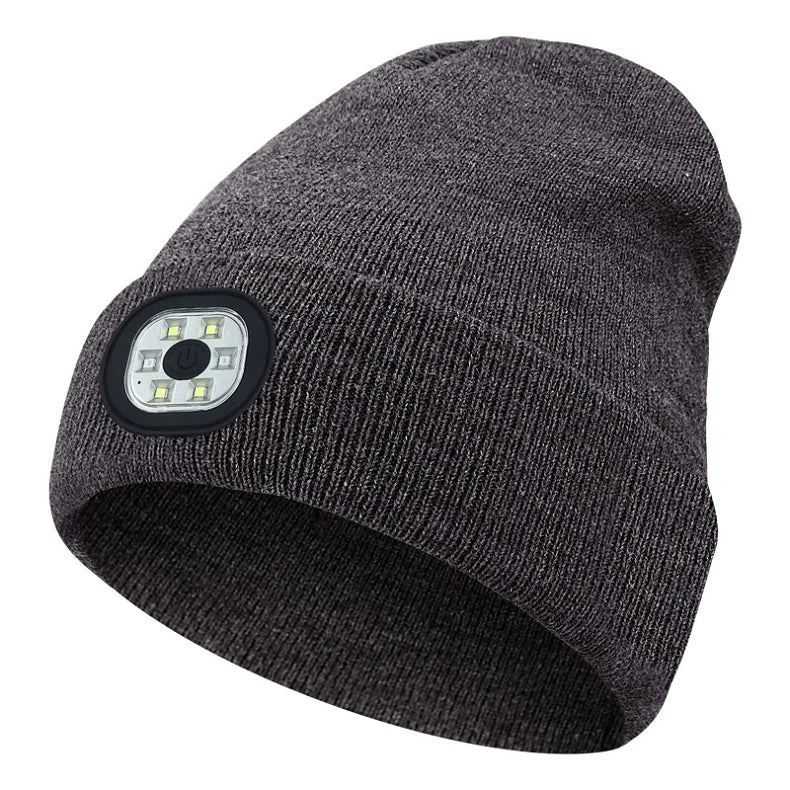Creative 6 LED Beanie Hats, Unisex Winter Warm Hat for Night Riding fishing Warm Knit Caps Flashlight Head Lamp Cap,washable
