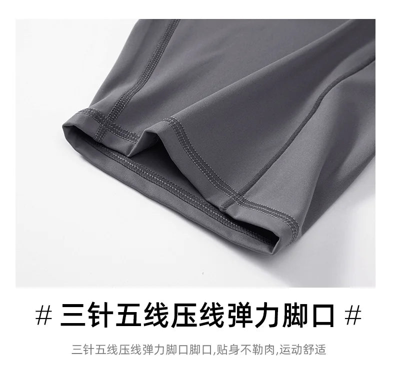 Men's Marathon Running Training Compression Pants Quick Dry Tights Sports Leggings Fitness Male With Waist Belt Bag Side Pocket