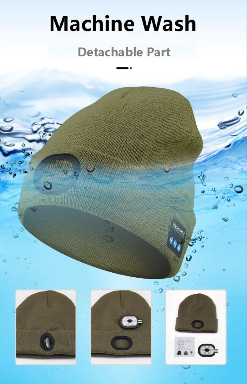Creative 6 LED Beanie Hats, Unisex Winter Warm Hat for Night Riding fishing Warm Knit Caps Flashlight Head Lamp Cap,washable