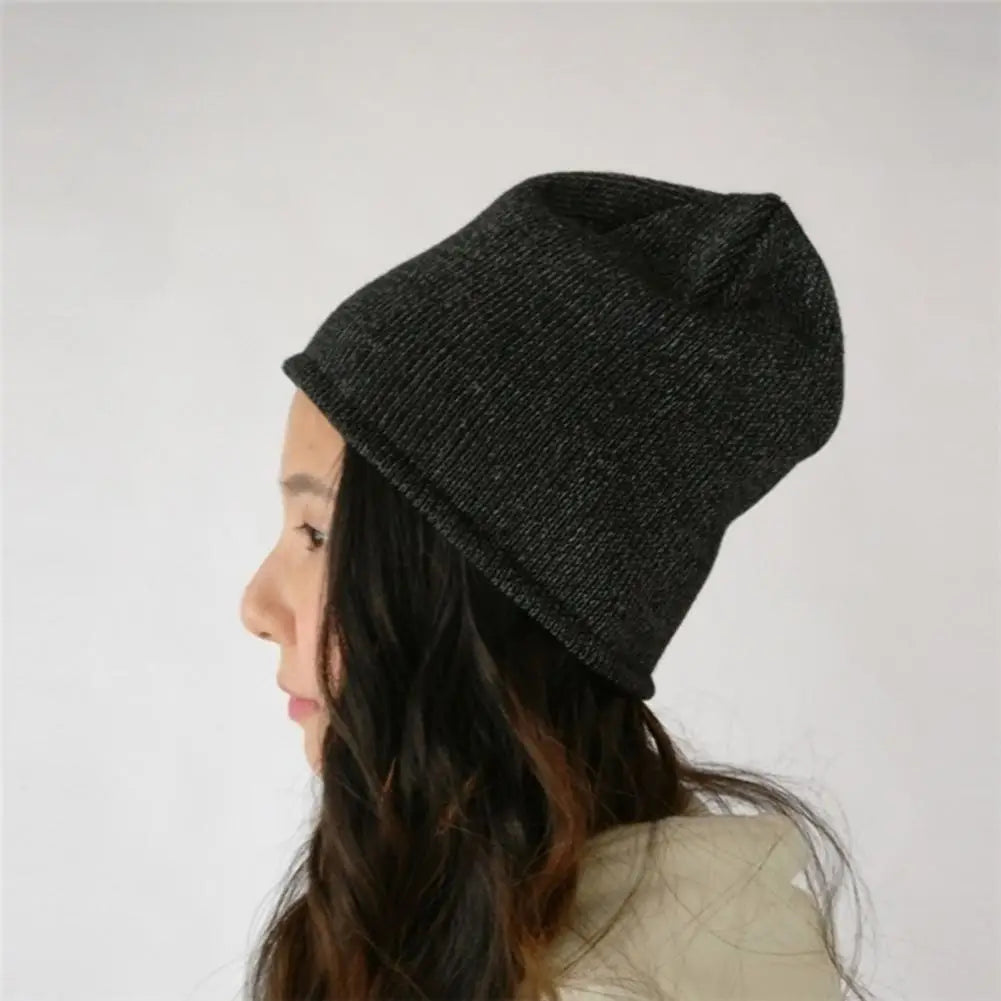 High Visibility Beanie Reflective Knitted Hat for Night Jogging Cycling Windproof Dome Cap for Runners Hop Street Style Headwear