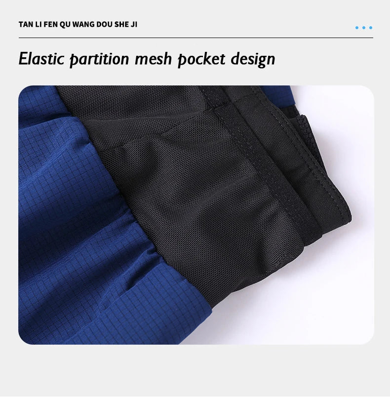 (S-4XL)Men Women Teens Double Layer Quick Dry Marathon Running Sport Shorts with Zipper Pocket Trackless Fitness Training Shorts