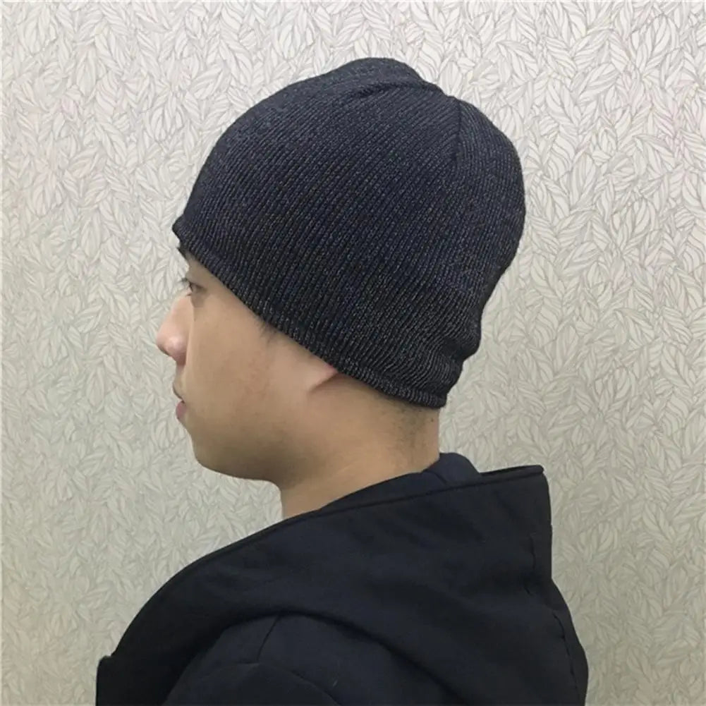 High Visibility Beanie Reflective Knitted Hat for Night Jogging Cycling Windproof Dome Cap for Runners Hop Street Style Headwear