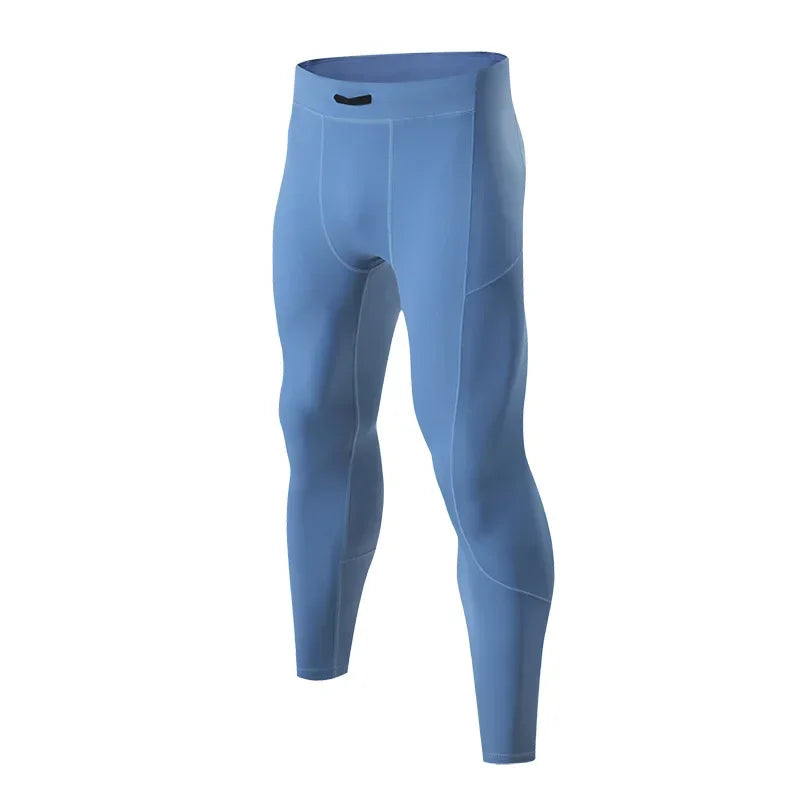 Men's Marathon Running Training Compression Pants Quick Dry Tights Sports Leggings Fitness Male With Waist Belt Bag Side Pocket