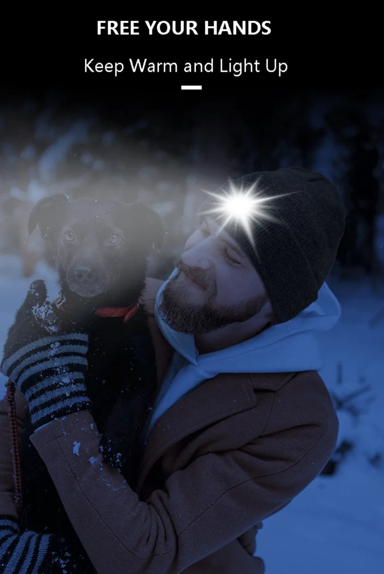 Creative 6 LED Beanie Hats, Unisex Winter Warm Hat for Night Riding fishing Warm Knit Caps Flashlight Head Lamp Cap,washable