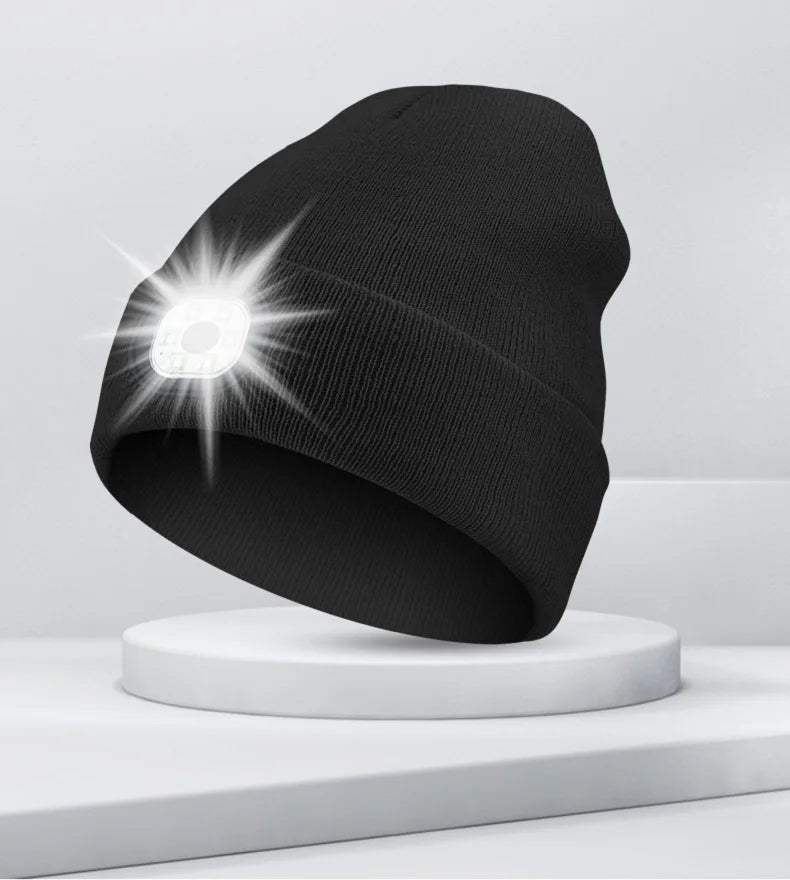 Creative 6 LED Beanie Hats, Unisex Winter Warm Hat for Night Riding fishing Warm Knit Caps Flashlight Head Lamp Cap,washable